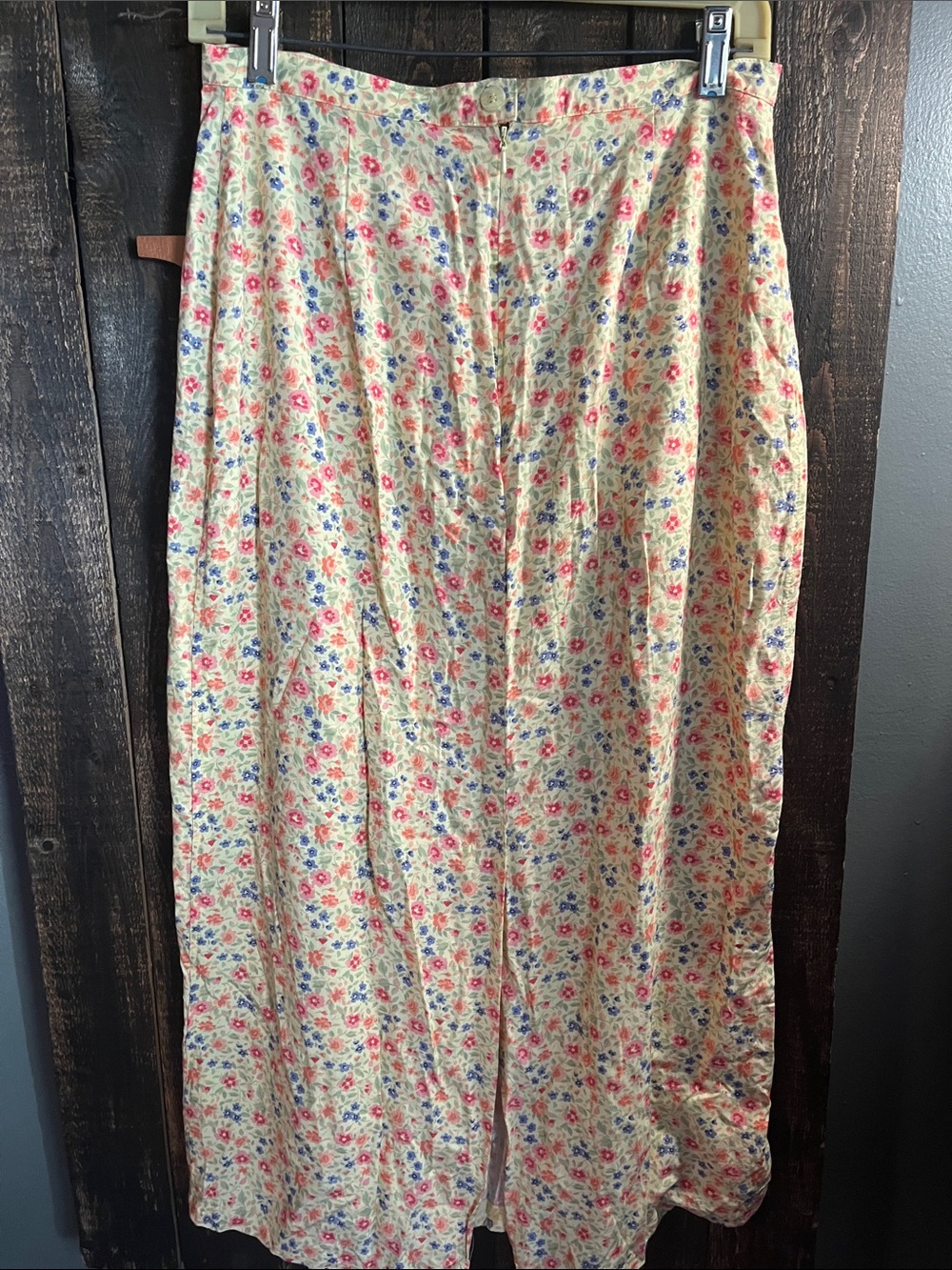 Floral Maxi Skirt in Cream with Pink & Blue Blooms - Picture 3 of 5